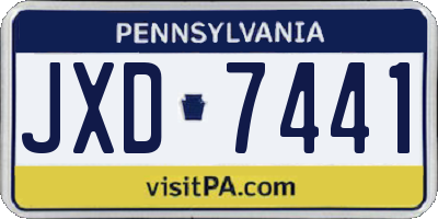 PA license plate JXD7441