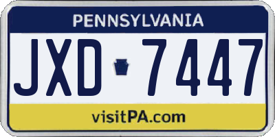 PA license plate JXD7447