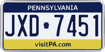 PA license plate JXD7451