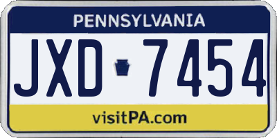 PA license plate JXD7454