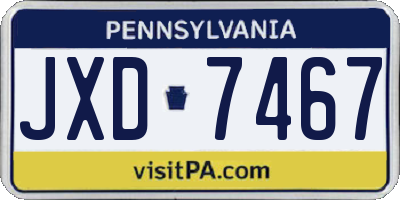 PA license plate JXD7467