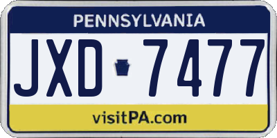 PA license plate JXD7477