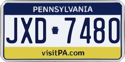 PA license plate JXD7480