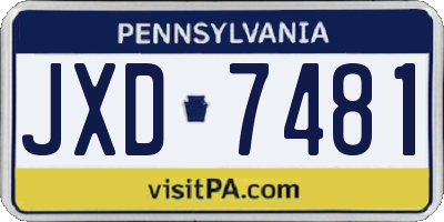 PA license plate JXD7481
