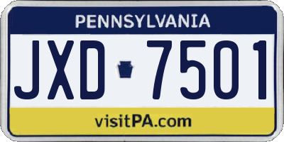 PA license plate JXD7501
