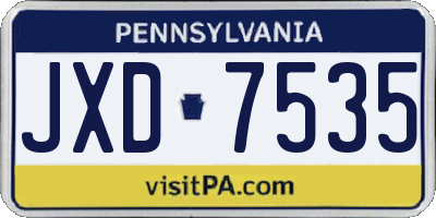 PA license plate JXD7535