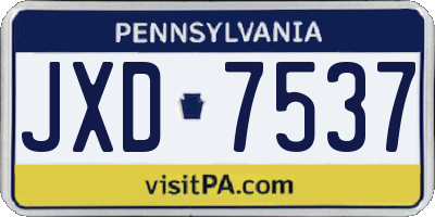 PA license plate JXD7537