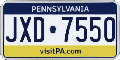PA license plate JXD7550