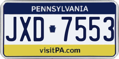PA license plate JXD7553