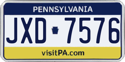 PA license plate JXD7576