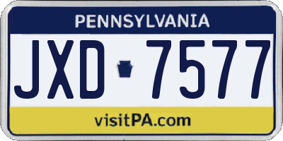 PA license plate JXD7577