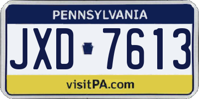 PA license plate JXD7613
