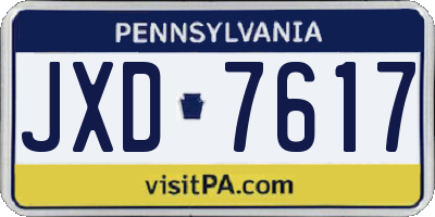 PA license plate JXD7617