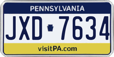 PA license plate JXD7634