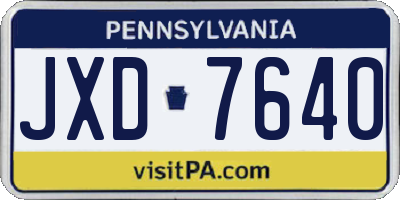 PA license plate JXD7640