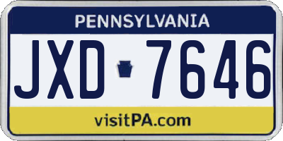 PA license plate JXD7646