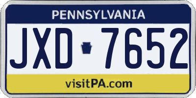 PA license plate JXD7652