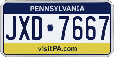 PA license plate JXD7667