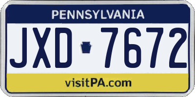 PA license plate JXD7672
