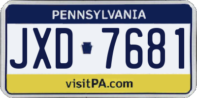 PA license plate JXD7681