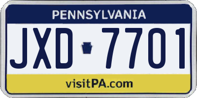 PA license plate JXD7701