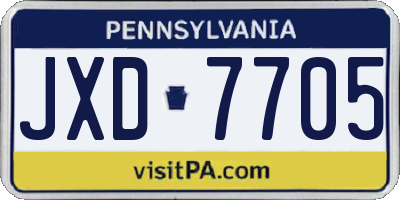 PA license plate JXD7705
