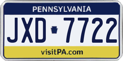 PA license plate JXD7722