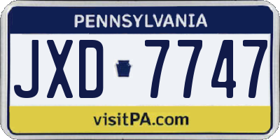 PA license plate JXD7747