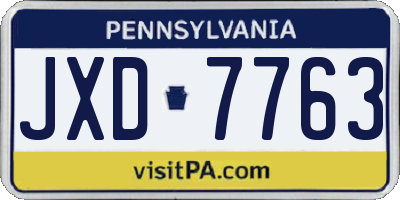 PA license plate JXD7763