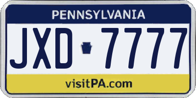 PA license plate JXD7777