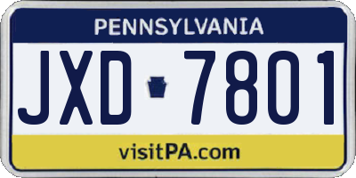 PA license plate JXD7801