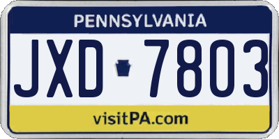 PA license plate JXD7803