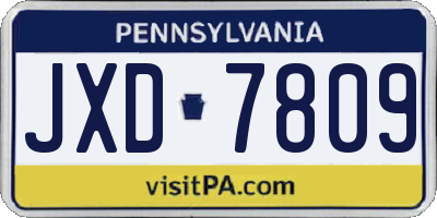 PA license plate JXD7809