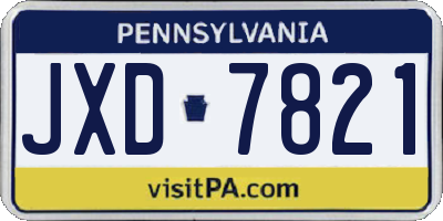PA license plate JXD7821