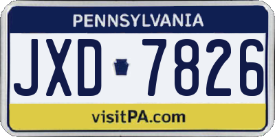 PA license plate JXD7826