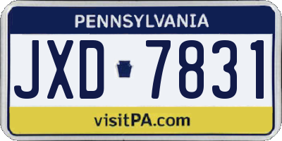 PA license plate JXD7831