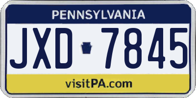 PA license plate JXD7845