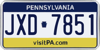 PA license plate JXD7851