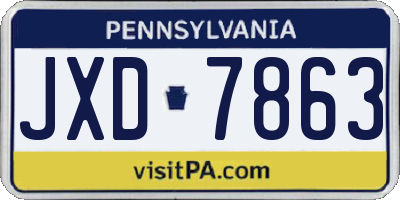 PA license plate JXD7863