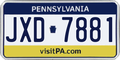 PA license plate JXD7881