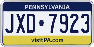 PA license plate JXD7923