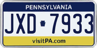 PA license plate JXD7933
