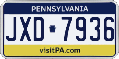 PA license plate JXD7936