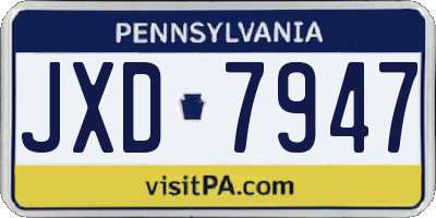 PA license plate JXD7947