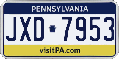 PA license plate JXD7953