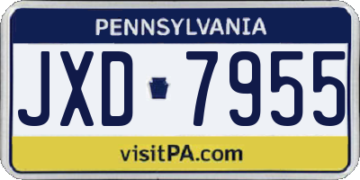 PA license plate JXD7955