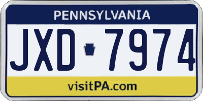 PA license plate JXD7974