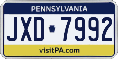 PA license plate JXD7992