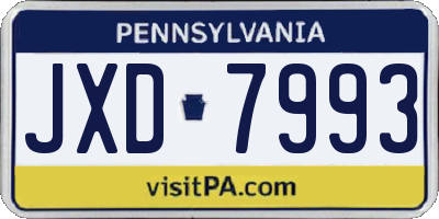 PA license plate JXD7993