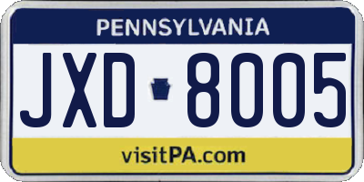 PA license plate JXD8005